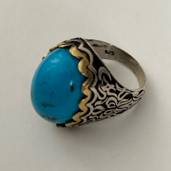 925 Silver ring turquoise blue oval stone - Picture 2 of 7